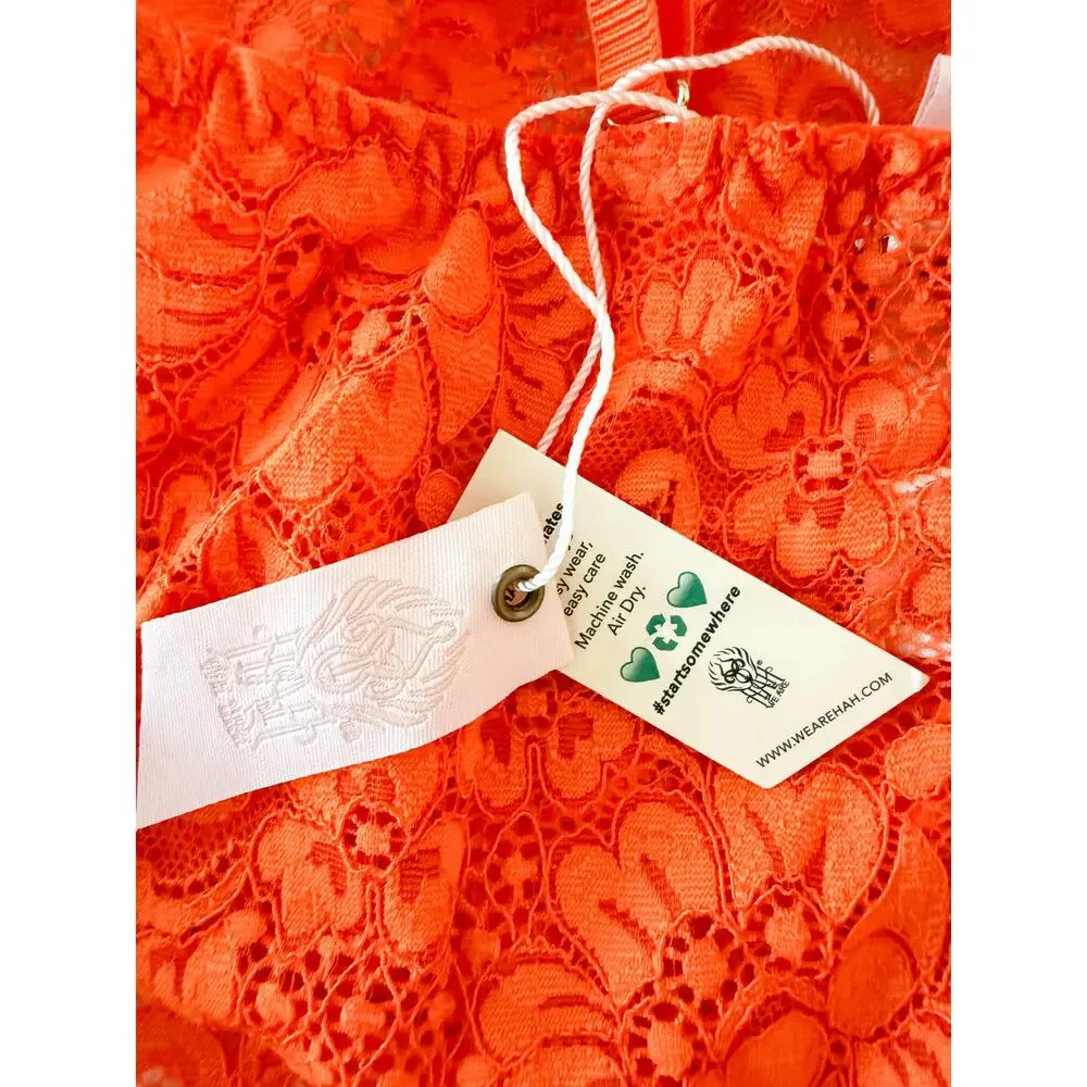 We are HAH | NWT Comin' in HAHt Lace Bodysuit Burnt Orange | Sz XS